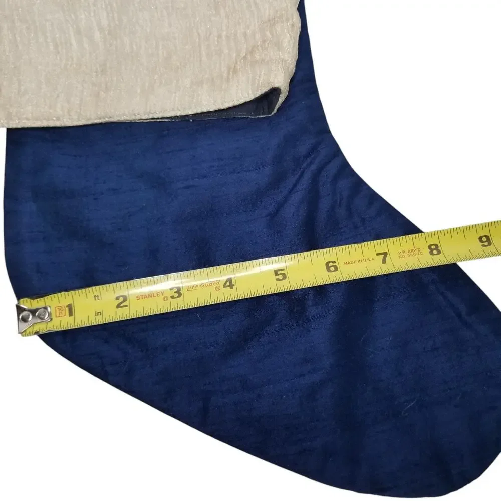 Christmas Stocking 90% Silk 10% Lurex Navy Blue Cream 18
